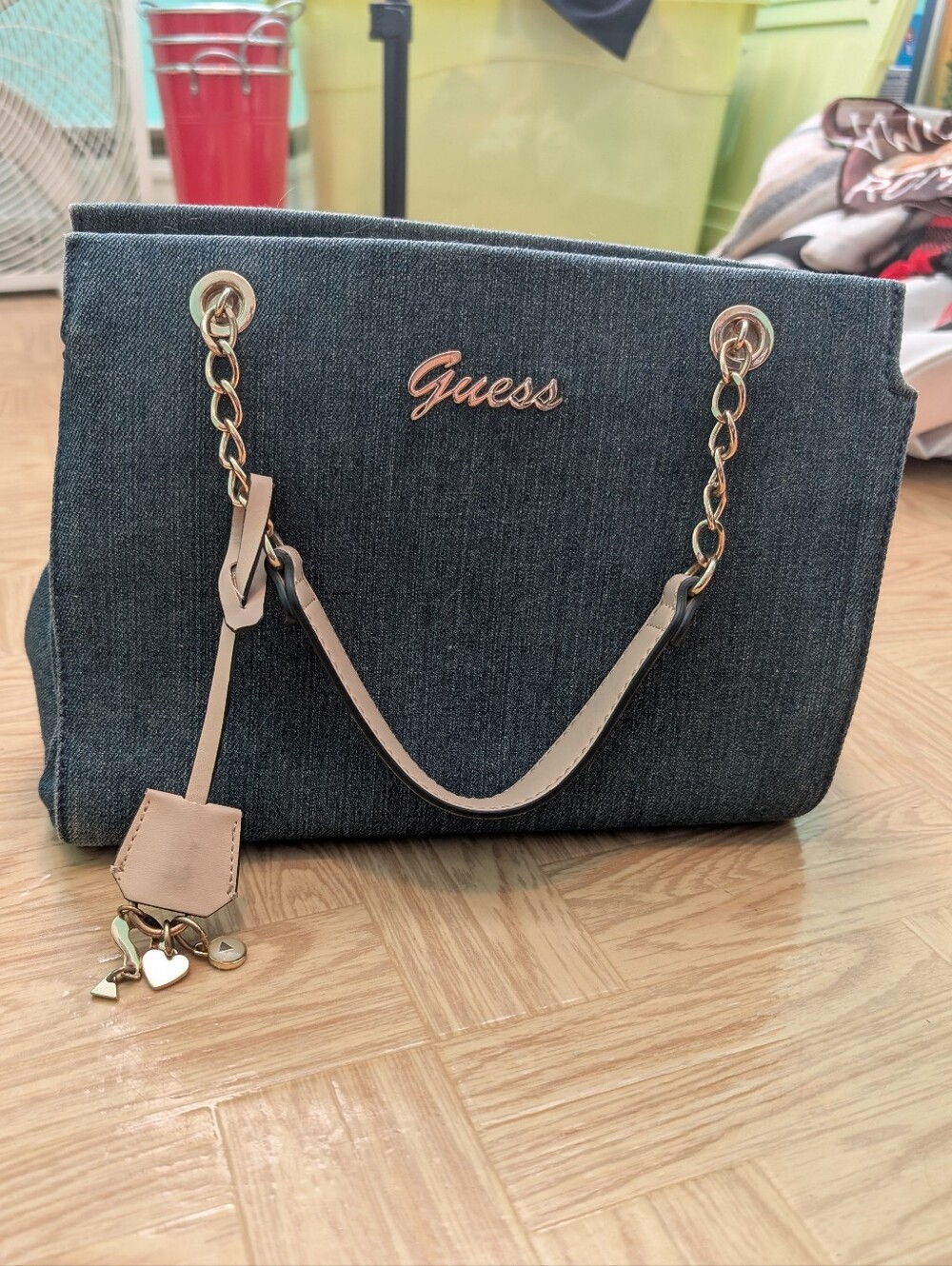 GUESS Factory Corwin Denim Satchel (Missing Long Strap)